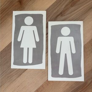 Hobby Lobby Gray and White Restroom Sign Set | powder room | men’s ladies bath